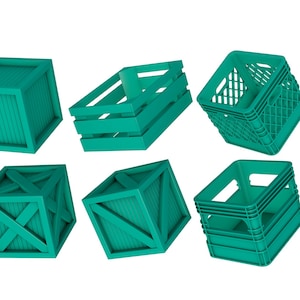 Plastic Crate collection stl  file / printable stl file for 3d printers, home decoration stl, Crate Set printer
