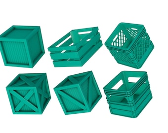 Plastic Crate collection stl  file / printable stl file for 3d printers, home decoration stl, Crate Set printer