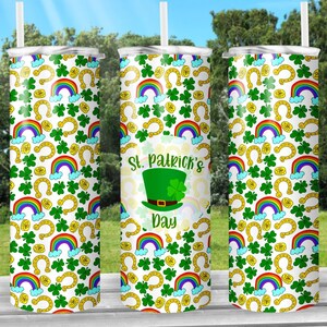 Happy St. Patrick&#39;s Day Drink Tumbler | Sublimation Tumbler | Lucky | Saint Patrick&#39;s Day | Clover | 20oz Or 30oz | Gift | Irish Leprechaun