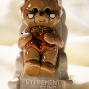 Vintage Norcrest Teddy Bear Grandma Coin Money Bank Rocking Chair, Retirement Fund, Vintage Coin Money Bank