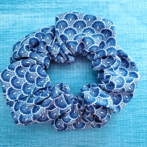 Blue Scallops Scrunchie