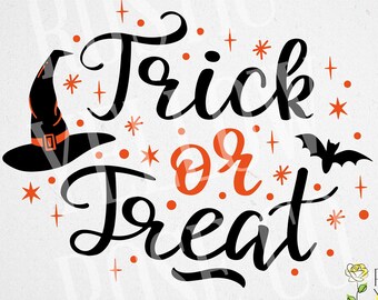 トリック・オア・トリート SVG: ハロウィン T シャツ デザイン (デジタル ダウンロード)