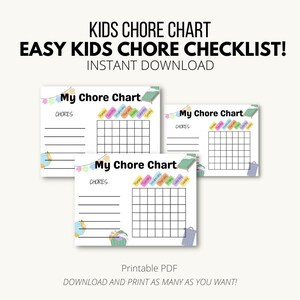 Kids Chore Chart, Kids Chore Chart Printable, Printable Chore Chart For Kids, Kids Chore Chart Template