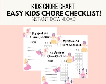 Kids Chore Chart, Kids Chore Chart Printable, Printable Chore Chart For Kids, Kids Chore Chart Template