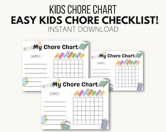 Kids Chore Chart, Kids Chore Chart Printable, Printable Chore Chart For Kids, Kids Chore Chart Template