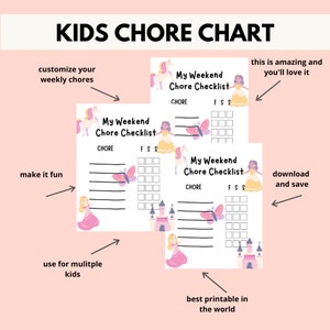 Kids Chore Chart, Kids Chore Chart Printable, Printable Chore Chart for ...