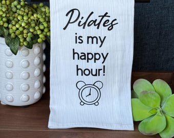 Quirky Kitchen Tea Towel: Pilates Lover Gift