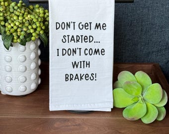Eigenzinnig gezegde theedoek met bloemzak: grappig keukendecor