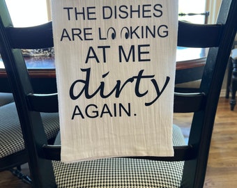 Quirky Kitchen Tea Towels. Hostess Gift. Shower Gift. Decor. Girlfriend Gift. Birthday Gift. Flour Sack Towel. Housewarming. Funny Sayings.