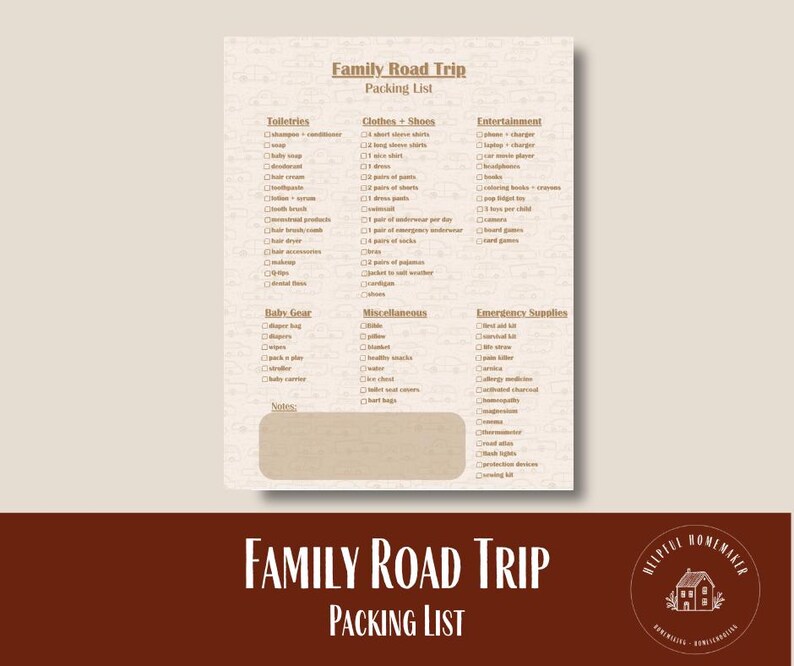 Family Road Trip Packing List, Vacation Packing List, Road Trip ...