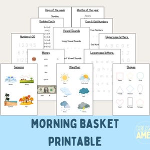 Morning Basket Printable Bundle | Homeschool Daily Review Charts | Calendar Time, Numbers, Letters, Shapes, Weather & More
