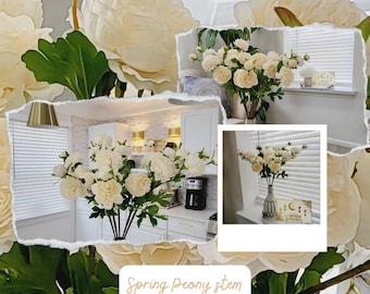 Cream Peony Spray Tall, High Quality Artificial Silk Flower, DIY Floral, Vase Filler, Wreath Supply, Wedding | Home Decor, Gifts.