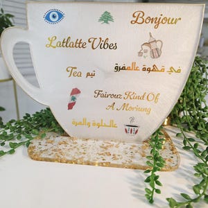 Weiss und Gold Resin Kaffee Bar Schild mit Ständer: S - XL Bild 14