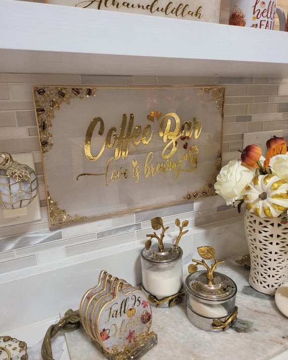 Personalized Coffee Sign For Coffee Bar | Kitchen Wall Art: S _ XL
