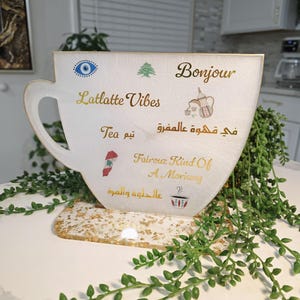 Weiss und Gold Resin Kaffee Bar Schild mit Ständer: S - XL Bild 17