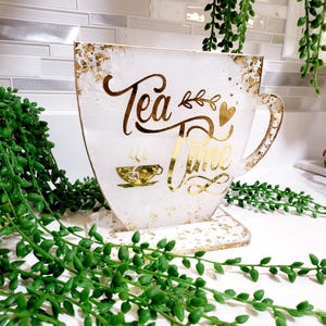 Weiss und Gold Resin Kaffee Bar Schild mit Ständer: S - XL Bild 9