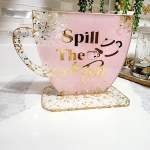 Weiss und Gold Resin Kaffee Bar Schild mit Ständer: S - XL Bild 3