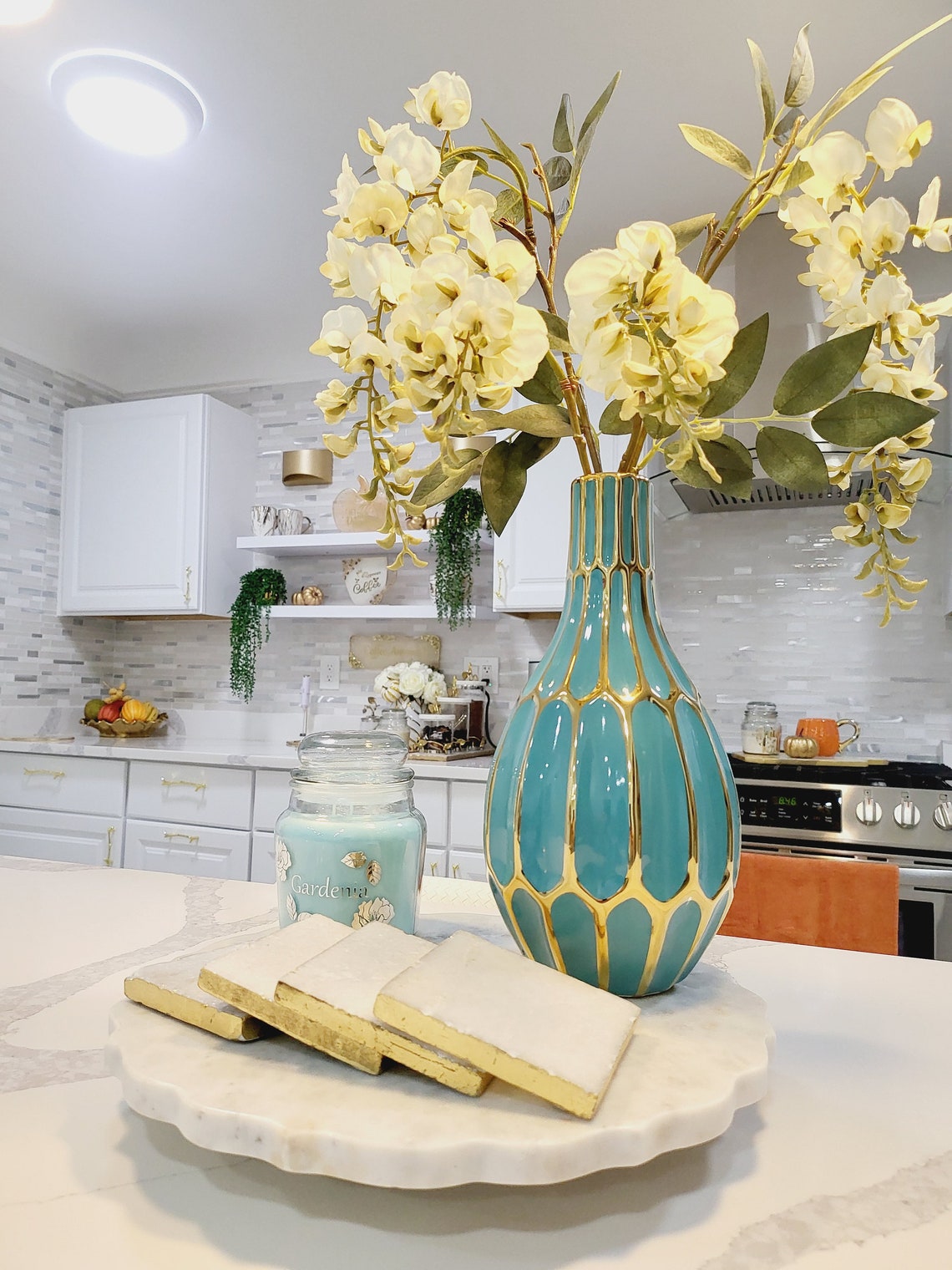 Tall Gold Vase Flower Vase Black&gold Vase Accent Vase Etsy