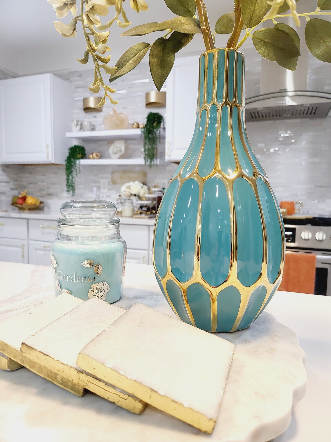 Tall Gold Vase Flower Vase Black&gold Vase Accent Vase Etsy