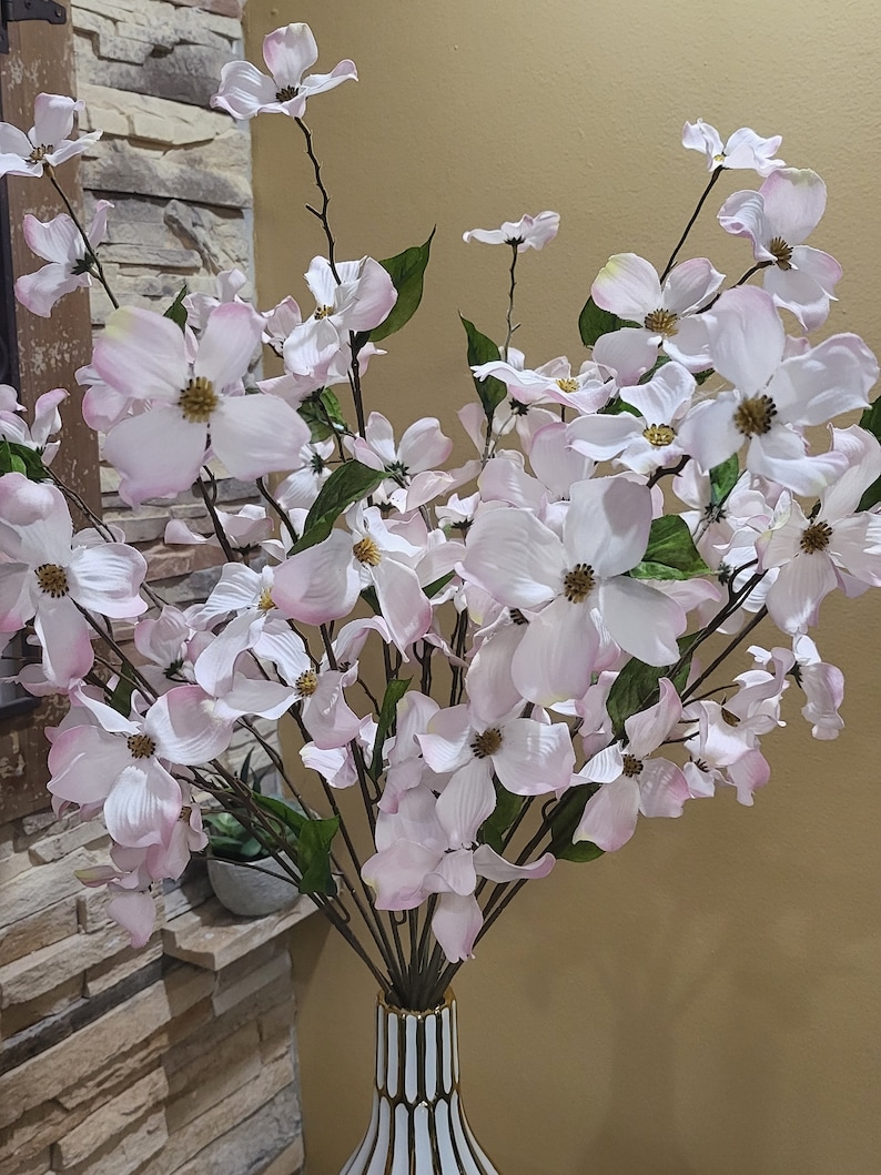 Pink Faux Dogwood Bush Spring Summer Silk Flower Spray Vase Etsy