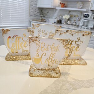 Weiss und Gold Resin Kaffee Bar Schild mit Ständer: S - XL Bild 6