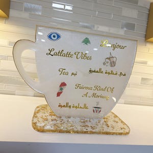 Weiss und Gold Resin Kaffee Bar Schild mit Ständer: S - XL Bild 19
