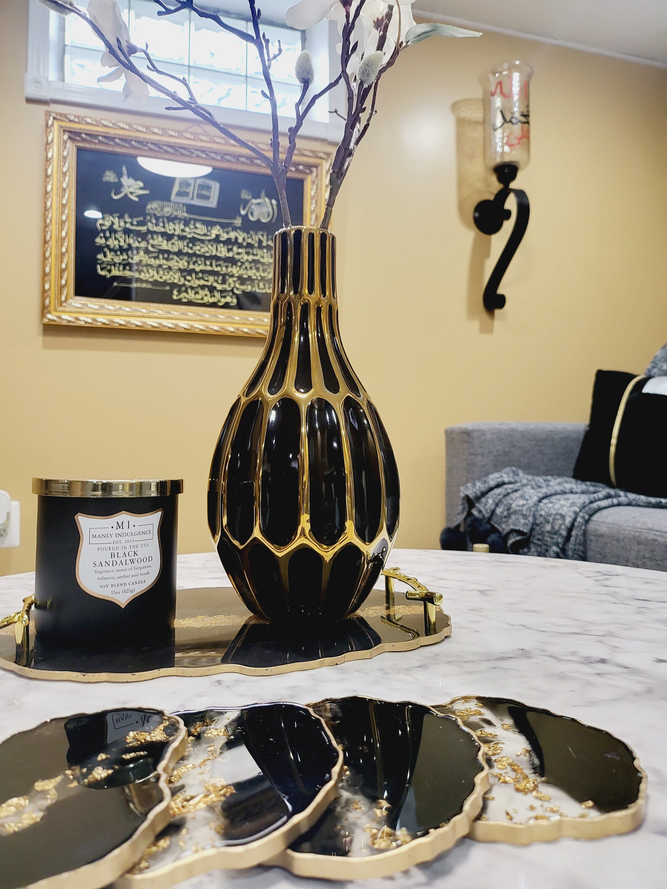 Tall Gold Vase Flower Vase Black&gold Vase Accent Vase Etsy