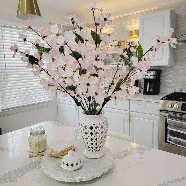 Pink Faux Dogwood Bush, Spring Summer Artificial Silk Flower Spray, Vase Filler, Wreath Supply, Floral Supply, DIY Floral, Home Decor.