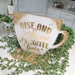 Weiss und Gold Resin Kaffee Bar Schild mit Ständer: S - XL Bild 10