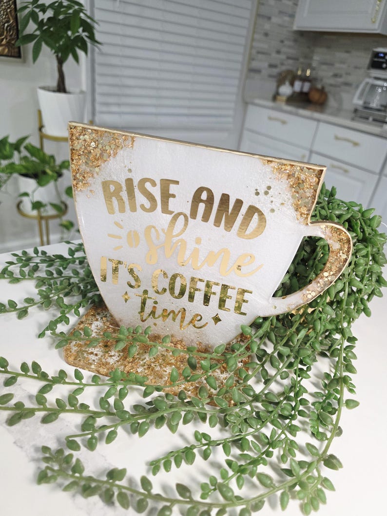 Weiss und Gold Resin Kaffee Bar Schild mit Ständer: S - XL Bild 10