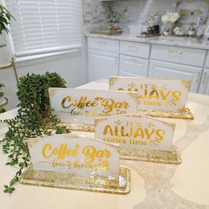 Letrero de resina para cafetería con soporte: decoración personalizada para cafeterías