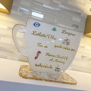 Weiss und Gold Resin Kaffee Bar Schild mit Ständer: S - XL Bild 11
