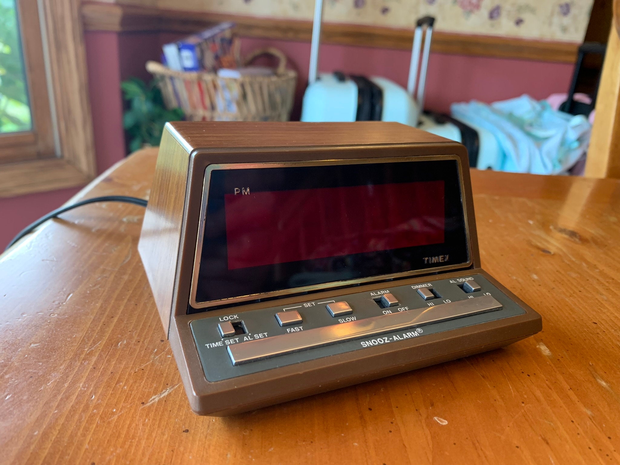 Timex Digital Alarm Clock Wood-grain Model 5209-5A works good Condition ...