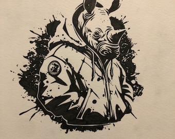 オリジナルサイのボールペン画 - フレームなしサイのスケッチアート