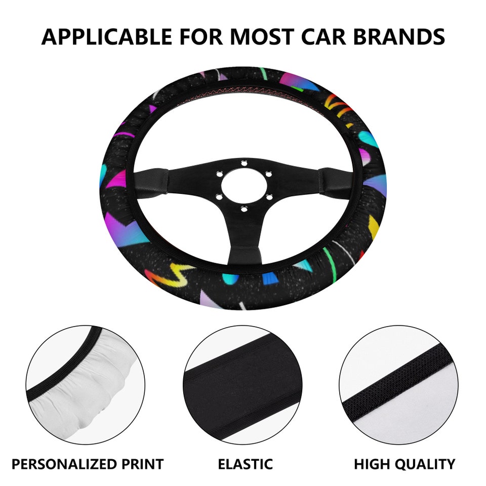 Discover Car Steering Wheel Cover with an 80s Retro Design