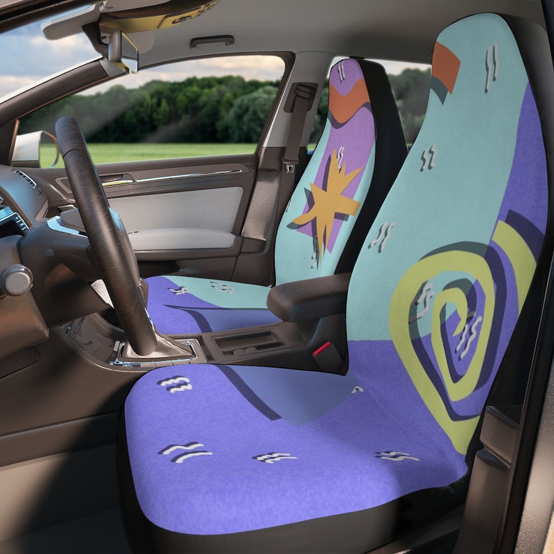 Polyester Car Seat Covers With a 90s Saved by the Bell Design