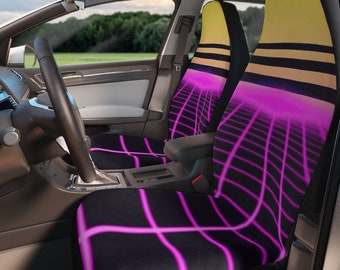 Polyester Car Seat Covers with an 80s Retro Neon Sun Design