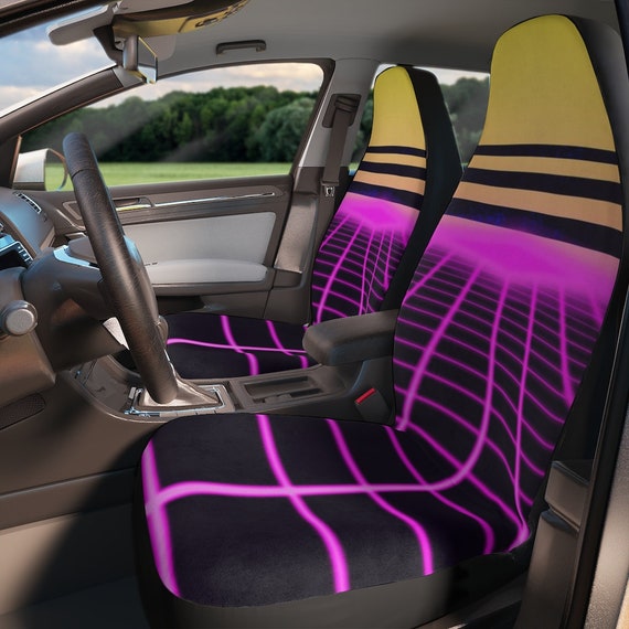 Polyester Car Seat Covers With an 80s Retro Neon Sun Design Etsy