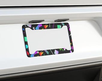 Marco de matrícula negro retro de los años 80 / Accesorio de coche vintage personalizable / Decoración de automóvil nostálgica