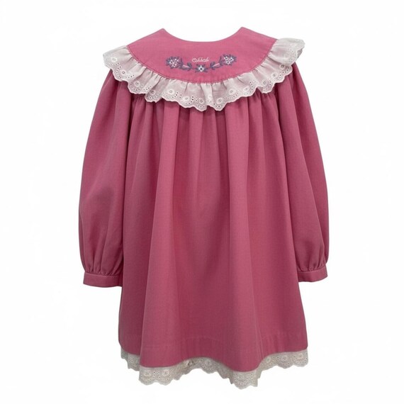 oshkosh lace dress EXC OshKosh B'gosh VESTBAK Overall Jean Dress White Eyelet Lace Skirt 18 Month
