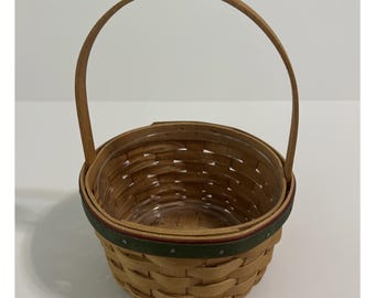 Longaberger 2005 Holiday Helper Small Christmas Basket & Clear Protector