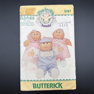 Vintage Butterick Pattern 6981 Cabbage Patch Preemie Doll Clothes UNCUT