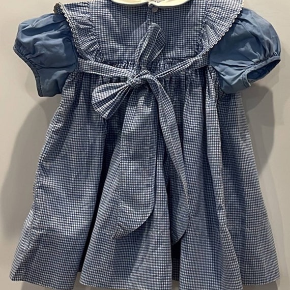 Sears & Roebuck Infant Blue Gingham Smock Dress A… - image 6