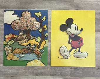 Walt Disney Productions 2 patchwork Mickey Minnie-mappen in zakformaat Terug naar school
