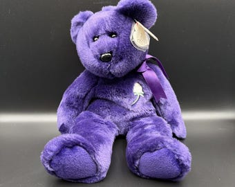 TY Beanie Baby Buddy 1998 Princess Diana Purple Bear Retired Large 14" MINT