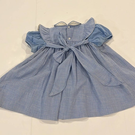 Sears & Roebuck Infant Blue Gingham Smock Dress A… - image 8