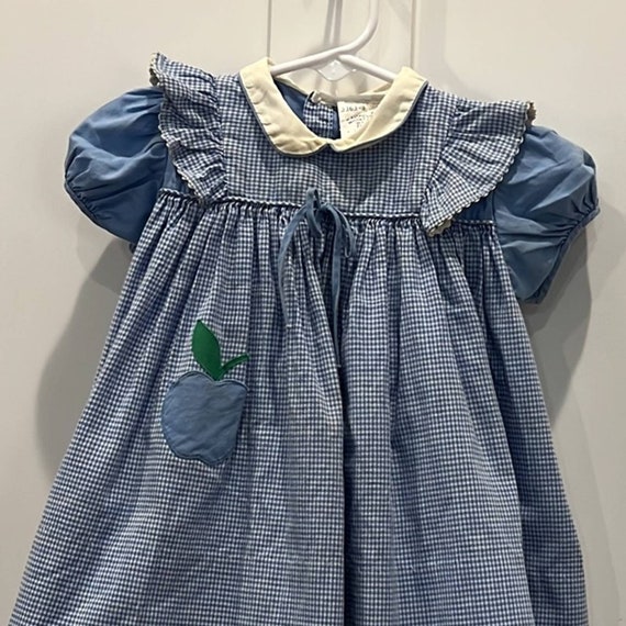 Sears & Roebuck Infant Blue Gingham Smock Dress A… - image 2