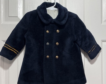 Vintage Sears Winter Faux Fur Coat Blue Child's Kid's Size L 27lb - 32lbs 2T?