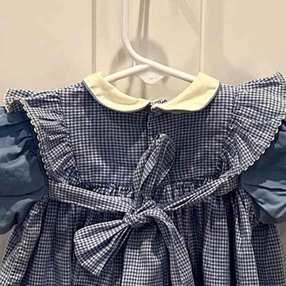 Sears & Roebuck Infant Blue Gingham Smock Dress A… - image 7