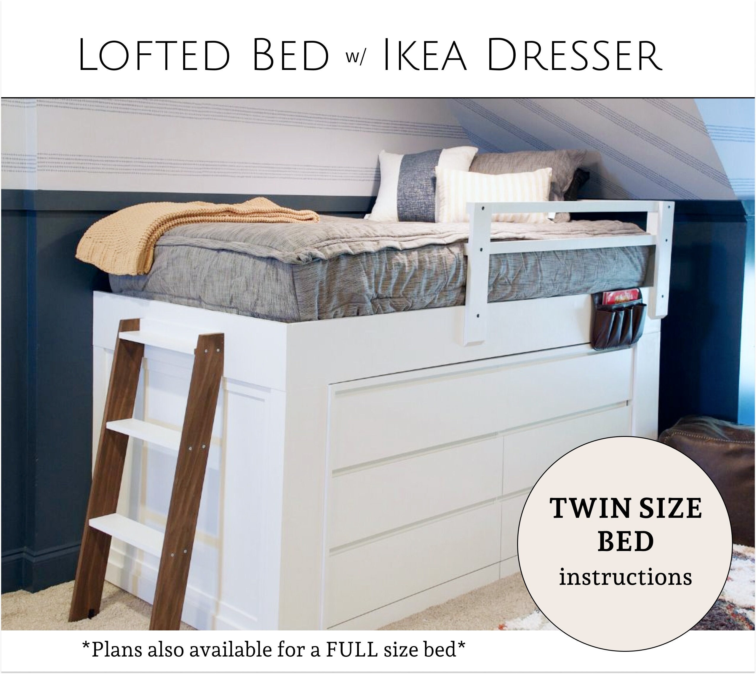 Lofted Bed Twin Sizewith Ikea Dresser Detailed Build Plans - Etsy Norway